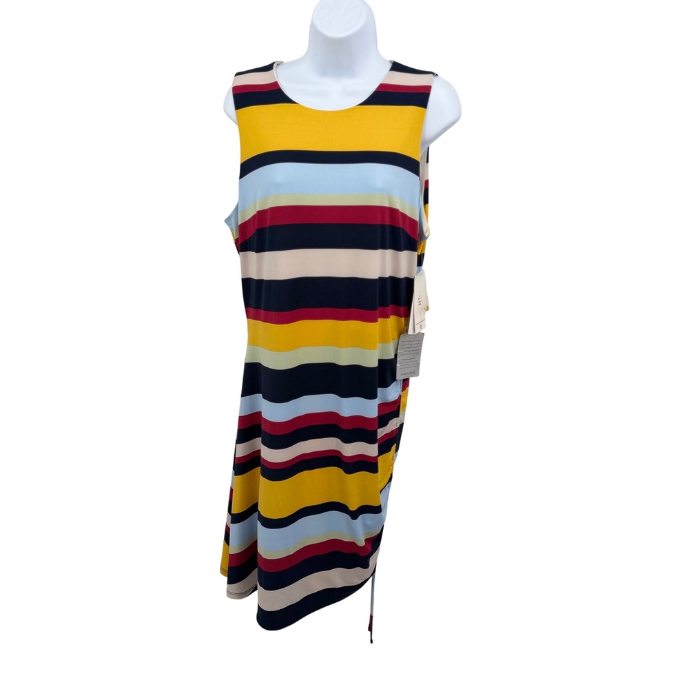 Julia Jordan Womens 12 Dress Multi Color Striped Ruched Sleeveless Sheath NWT